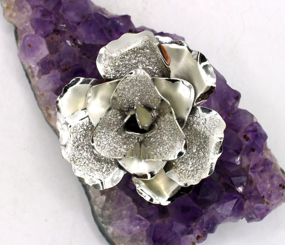 Vintage Coro Silver Dust Floral Brooch